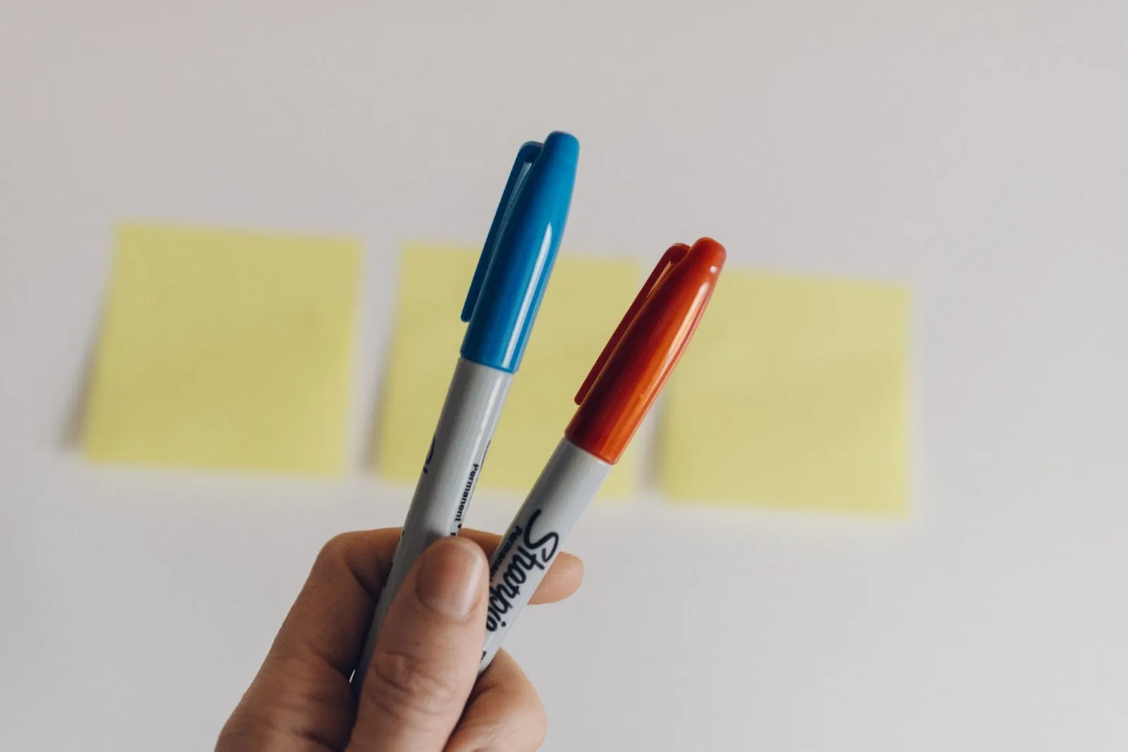 Post-it notes and colorful Sharpies